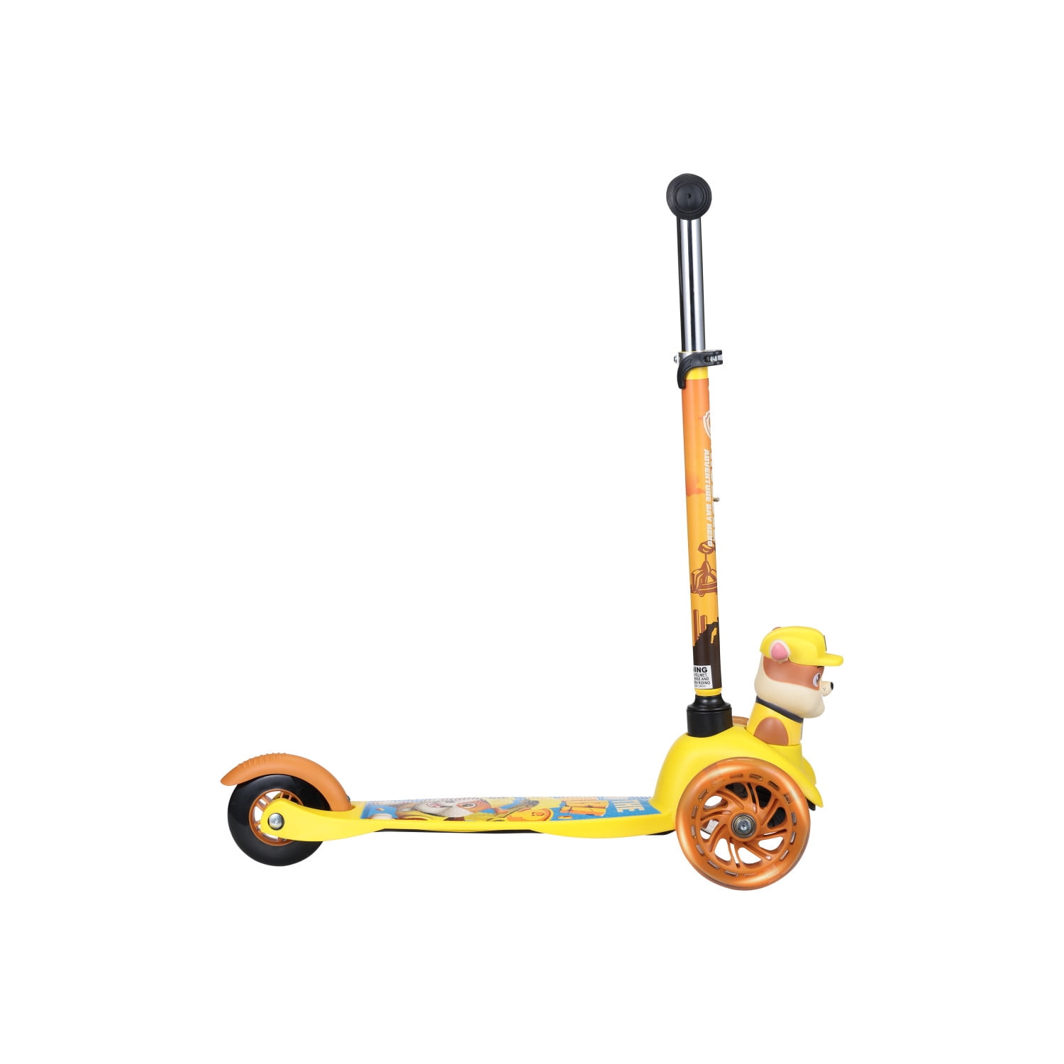 Paw Patrol Rubble Ride-N-Glide Buddies 3D Toddler Scooter, 3 Wheel Kick Scooter for Kids Ages 3+, Yellow