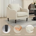thumbnail image 3 of Modern Wingback Living Room Chair, Upholstered Fabric Accent Armchair, Single Sofa Chair with Lounge Seat and Wood Legs for Office/Bedroom/Reading Spaces, Beige, 3 of 7