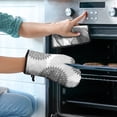 thumbnail image 2 of Oven Mitts and Pot Holders Sets 2Pcs, 100% Cotton Heat Resistant, Floral Burst Style Extra Long Oven Gloves Potholder for Kitchen Cooking Baking Decoration, 2 of 7