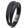 thumbnail image 3 of Pulsera para hombre, estilo vintage, multicapa, de cuero trenzado, hecha a mano, con cuerda envolvente, regalo para hombre, 1 unidad, 21 cm., 3 of 4