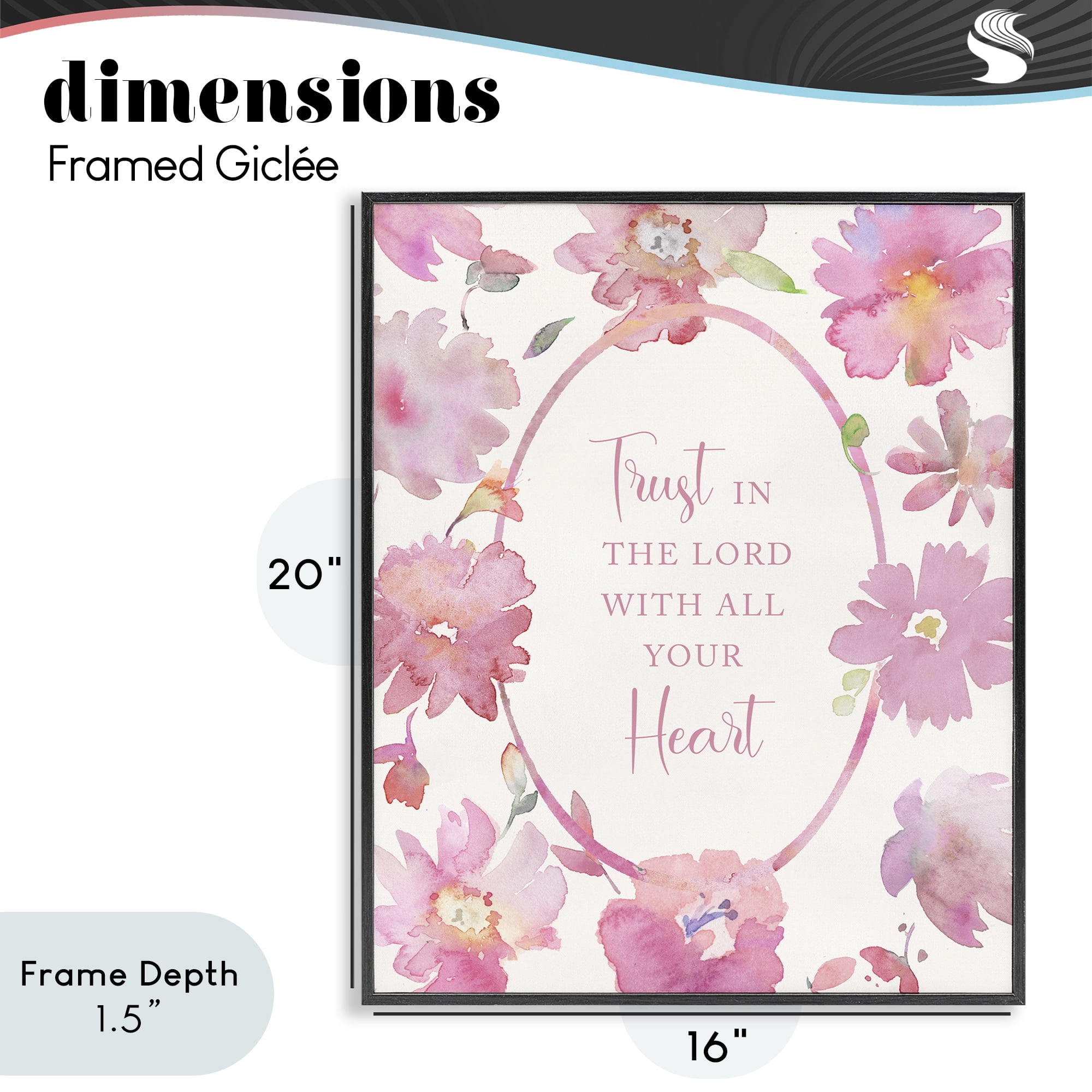 Stupell Industries Trust In The Lord Pink Blooms Black Framed Giclee Art, design by Theresa Heidel