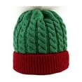 thumbnail image 2 of HESHENG Toddler Baby Boy Girls Christmas Beanie Cap Color Block Winter Warm Cable Knit Hat, Green&Red, 2 of 6