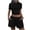 Black, variant on Womens 2 Piece Outfits Short Sleeve Crew Neck Crop Tops Drawstring Elastic Waist Shorts Casual Loose Summer Plain Workout Sets