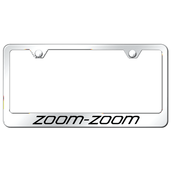 Automotive Gold License Plate Frame LF.ZOO.EC License Frame; Zoom-Zoom Factory Font; Engraved/Polished; Chrome; Stainless Steel; With Model Specific Hardware And Theft Deterrent Caps