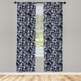 thumbnail image 3 of Ambesonne Navy Blue Curtains, Floral Botanic Design, Pair of 28"x84", Dark Blue White, 3 of 5
