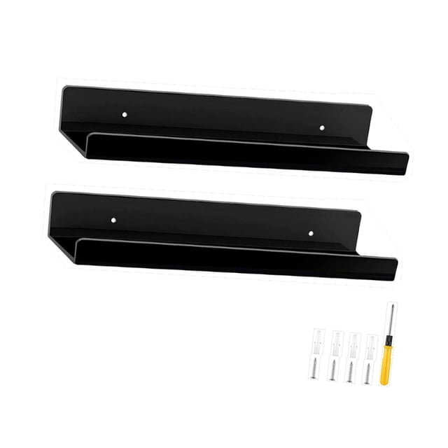Organizador de baño estante de pared decoración de pared fácil de instalar estante de exhibición organizador estante de almacenamiento para cocina y Negro 2 piezas