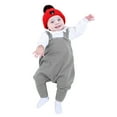 thumbnail image 1 of MIASHUI Unisex Baby Boy Girl Suspender Pants Solid Color Knit Rompers,Grey,6-12 Months, 1 of 5