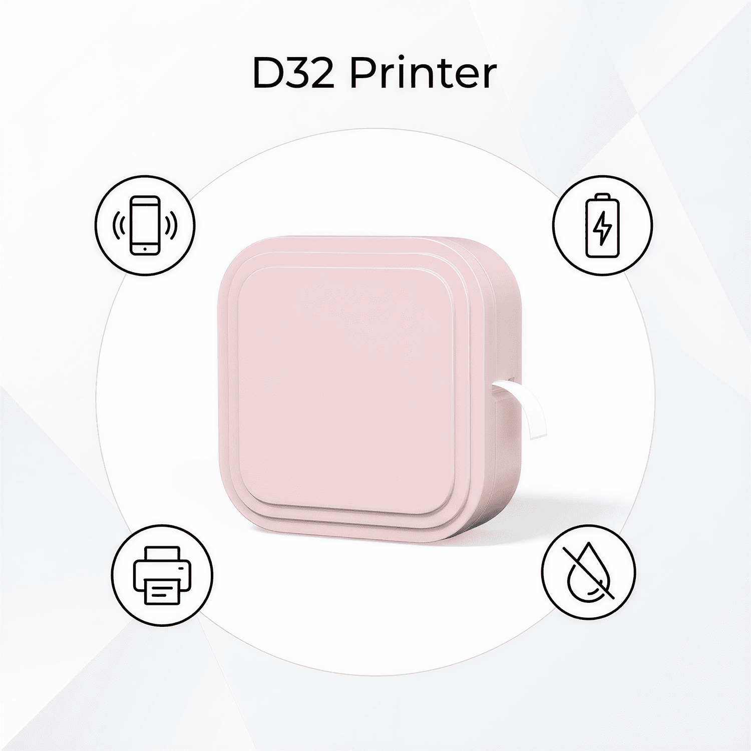 Phomemo Label Maker D32, Thermal Label Printer, Bluetooth Wireless Mini Pocket Smartphone Label Maker Machine with Tape, Compatible with iOS/Android, for Home, Office, and Supermarket (Pink)