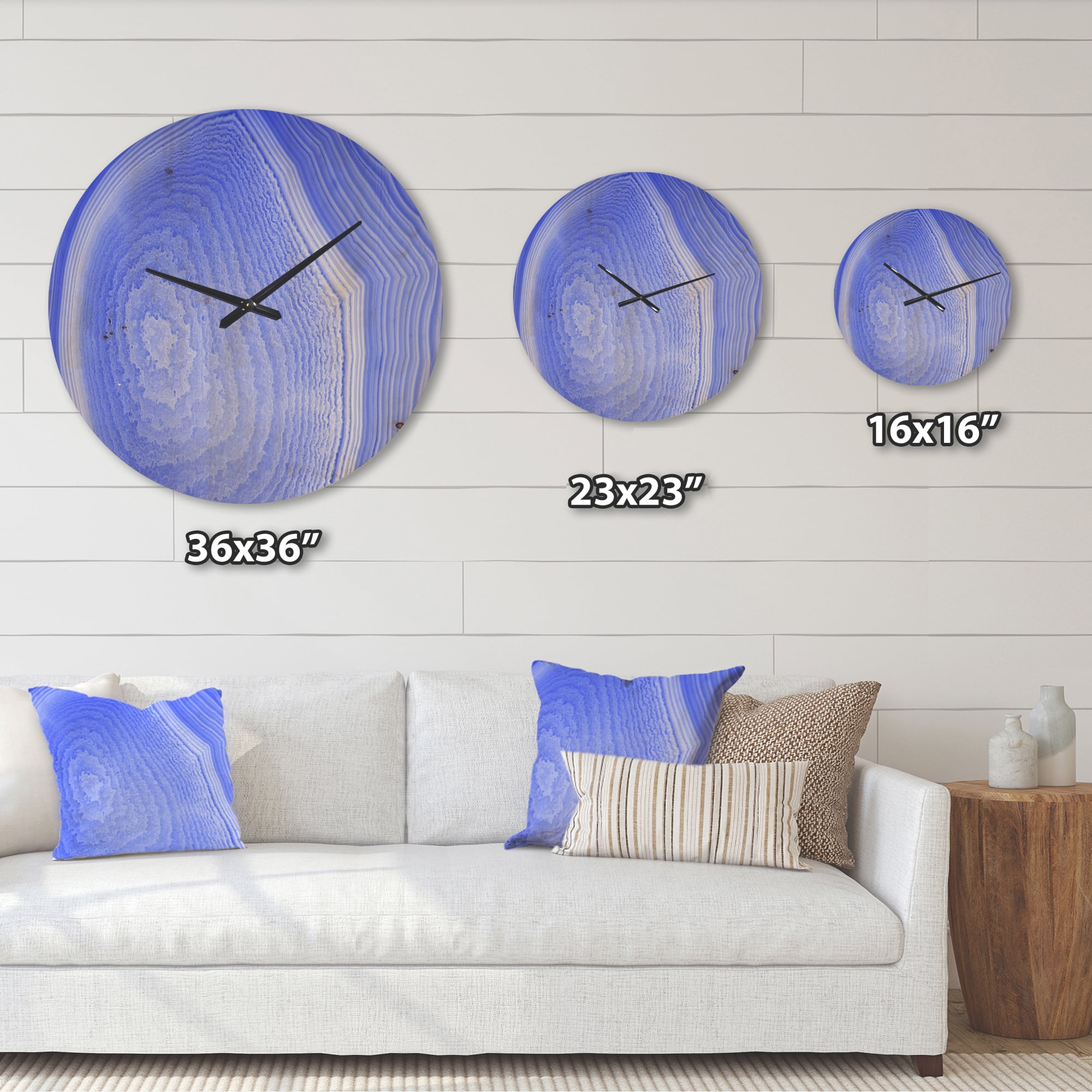 Designart 'Structure Of Dark Blue Agate' Modern Wood Wall Clock