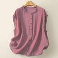 thumbnail image 1 of Aihuaihua Women's Linen Vest Summer Sleeveless Scoop Neck Waistcoat Lightweight Work Casual Button Down Blazer Vest Pink XL, 1 of 3