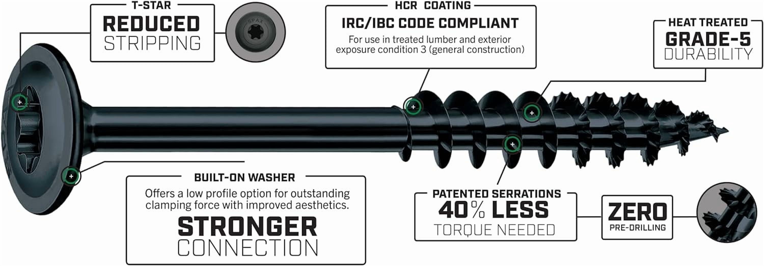 SPAX 3581820801000 5/16 x 4" T-Star Washer Head HCR High Corrosion Resistant Exterior PowerLag Screw 250 Pieces per Pail