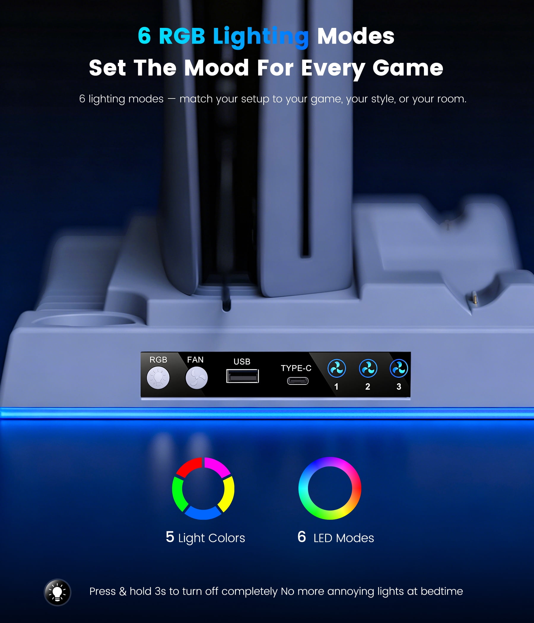 PS5 Stand with Cooling Sation for PS5 Slim/PS5,ESYWEN PS5 Accessories with PS5 Cooling Stand for PS5 Slim/Disc/Digital
