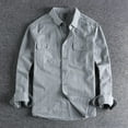 thumbnail image 3 of Vintage Retro Men Cargo Shirt Jacket Canvas Cotton Khaki Military Uniform Light Casual Work Safari Style Shirts Mens Tops Shirt, 3 of 5