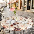 thumbnail image 6 of Grey Pumpkins Fall Round Tablecloth for 55-60 Inch Tables, Fitted Table Cover with Elastic Edge, Botanical Thanksgiving Floral Waterproof Outdoor Table Cloth Protector for Patio Garden Dinner Picnic, 6 of 9