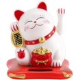 thumbnail image 1 of Fortune Lucky Wealth Welcoming Cat Solar Powered Cute Cat With Waving Arm Home Display Car Decor Maneki Neko (white), 1 of 5