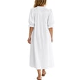 thumbnail image 7 of Ayolanni V-Neck Sundresses for Women Flutter Sleeve Solid Dressy Short Sleeve Maxi Shift Dress Workout Wedding Guest Ruched Knee Length Flowy Sundress White S, 7 of 7