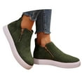 thumbnail image 3 of Ladies On Sneakers for Playground & Park Days Women's Casual Shoes On Flat Comfortable Loafers For Daily Wear Soft Suede Side Zipper Design With Jeans For Fall Winter, 3 of 9