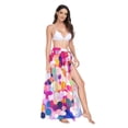 thumbnail image 2 of FORMRS Womens Long Sarong Beach Wrap Semi-Sheer Bikini Skirt Bathing Swimsuit Cover Up, Purple Colorful Circles, 2 of 7