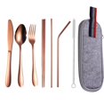 thumbnail image 1 of Juego de pajitas de acero inoxidable para exteriores, cuchillo, tenedor, cuchara, palillos, vajilla portátil, bolsa occidental, 1 of 6