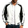 thumbnail image 3 of UVEASISHA Baseball Jackets for Men Fashion Varsity Jacket Button Casual Letterman Bomber Jackets Outdoor Sports Running Cycling Jacket White M, 3 of 6
