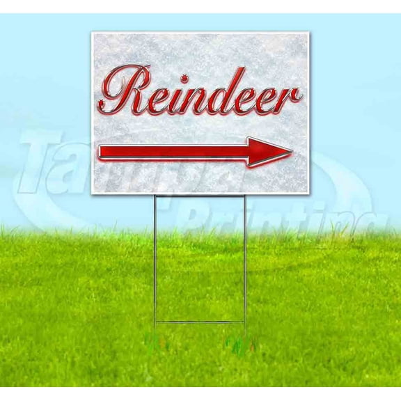 Reindeer Right Red & Chrome (18" x 24") Yard Sign, Includes Metal Step Stake
