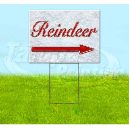 Reindeer Right Red & Chrome (18 x 24 ) Yard Sign Includes Metal Step Stake