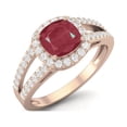 thumbnail image 2 of Mooneye 1.67 Cts Cushion Ruby 925 Sterling Silver Rose Vermeil Split Shank Women Wedding Ring, 2 of 3