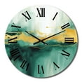 thumbnail image 2 of Designart "Gold Accents in a Blue Watercolor Impression IV" Fractals Oversized Wall Clock, 2 of 5