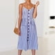 thumbnail image 3 of Vestido midi elegante con cuello en V para mujer Vestido largo de verano a rayas de corte holgado Traje diario FLhrweasw Nuevo, 3 of 9
