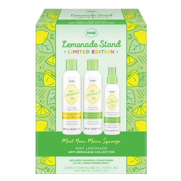 Hask Mint Lemonade Shampoo, Conditioner, and Detangling Spray Set