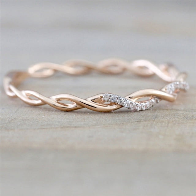 Anillo de diamantes con giro europeo y americano, anillo de moda simple, anillo de joyería, fácil de usar, estilo fresco y dulce