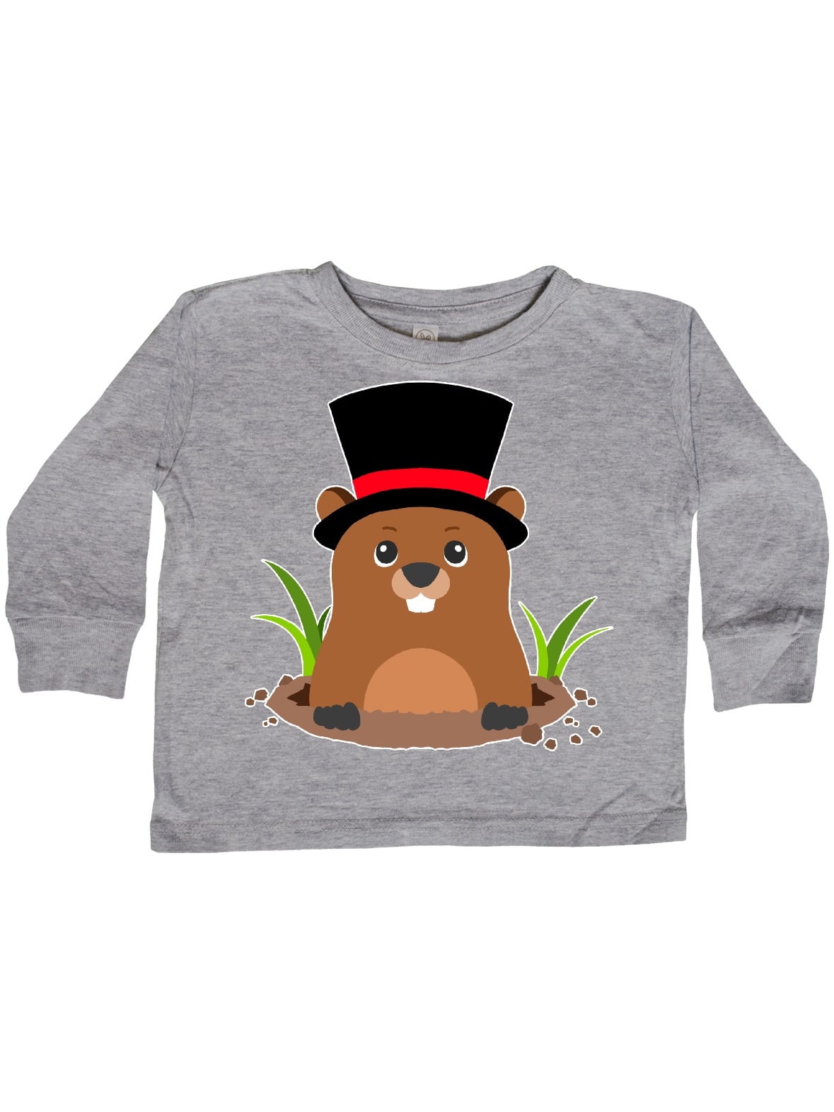 Groundhog Day with Groundhog in Top Hat Toddler Long Sleeve TShirt
