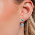 thumbnail image 3 of Gem Stone King 14K White Gold Swiss Blue Topaz Stud Earrings for Women | 3.30 Cttw | Gemstone November Birthstone | Round 6MM, 3 of 6