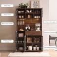 thumbnail image 4 of 71" Kitchen Hutch Storage Cabinet Set of 2 with Wine Rack & Charging Station, Pantry Cabinet, Coffee Bar Cabinet & Liquor Cabinet with Storage, LED Lights for Kitchen, Dining Room, Home Bar,(Brown), 4 of 7