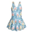 thumbnail image 6 of DISNIMO Easter Egg Print Girls Swimsuit with Skirt Bunny Flower Print One Piece Bathing Suit Quick Dry Swimwear 3-13Y Hawaiian Beach Summer Swim Dress, 6 of 8