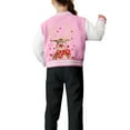 thumbnail image 5 of Staki Christmas Jacket for Toddler Girl Boy's Button Up Varsity Christmas Jacket Letter Print Baseball Bomber Jacket(Pink,7-8 Years), 5 of 7