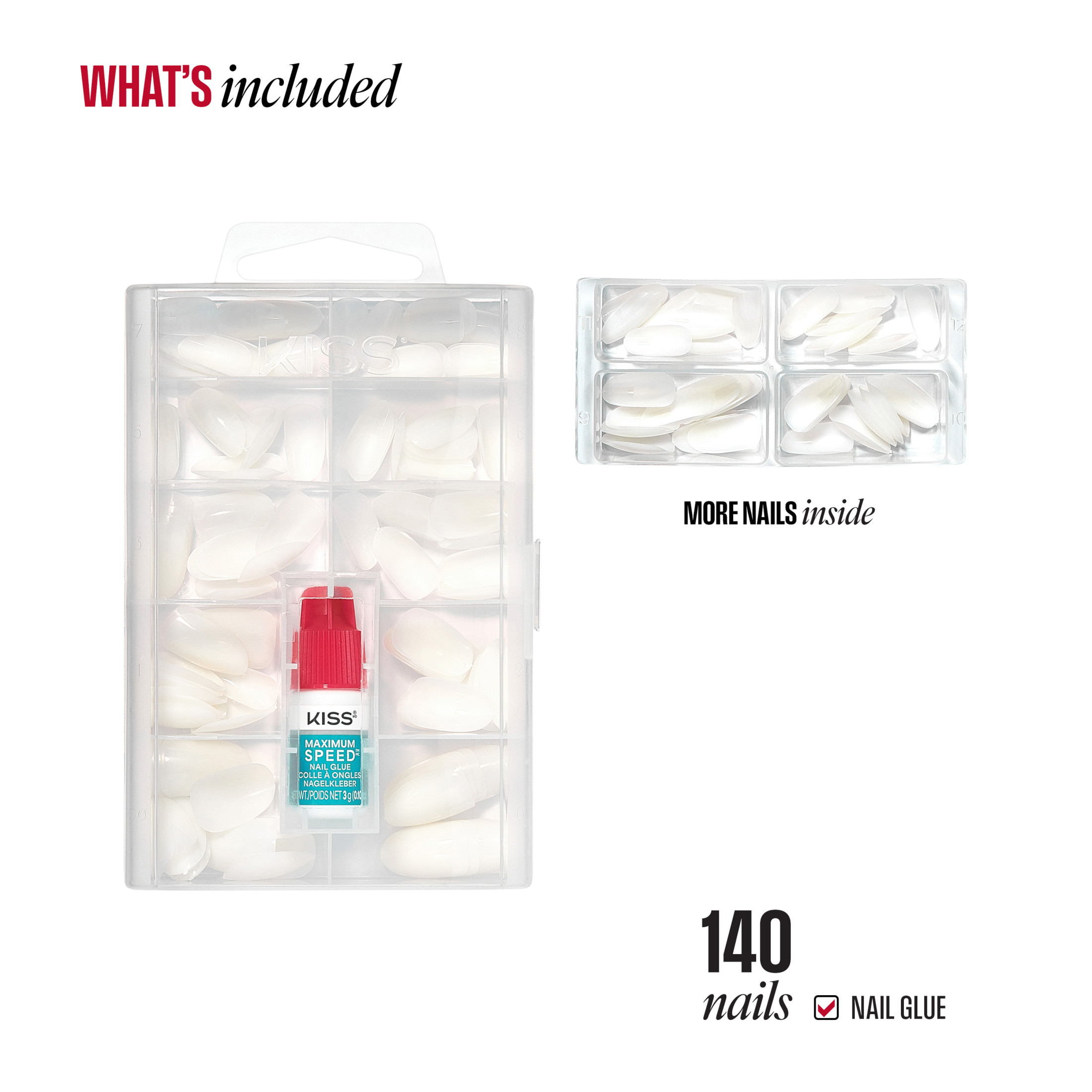 Kiss Professional Full Cover Medium Round Press-On Nails, White, 140pc photo 4