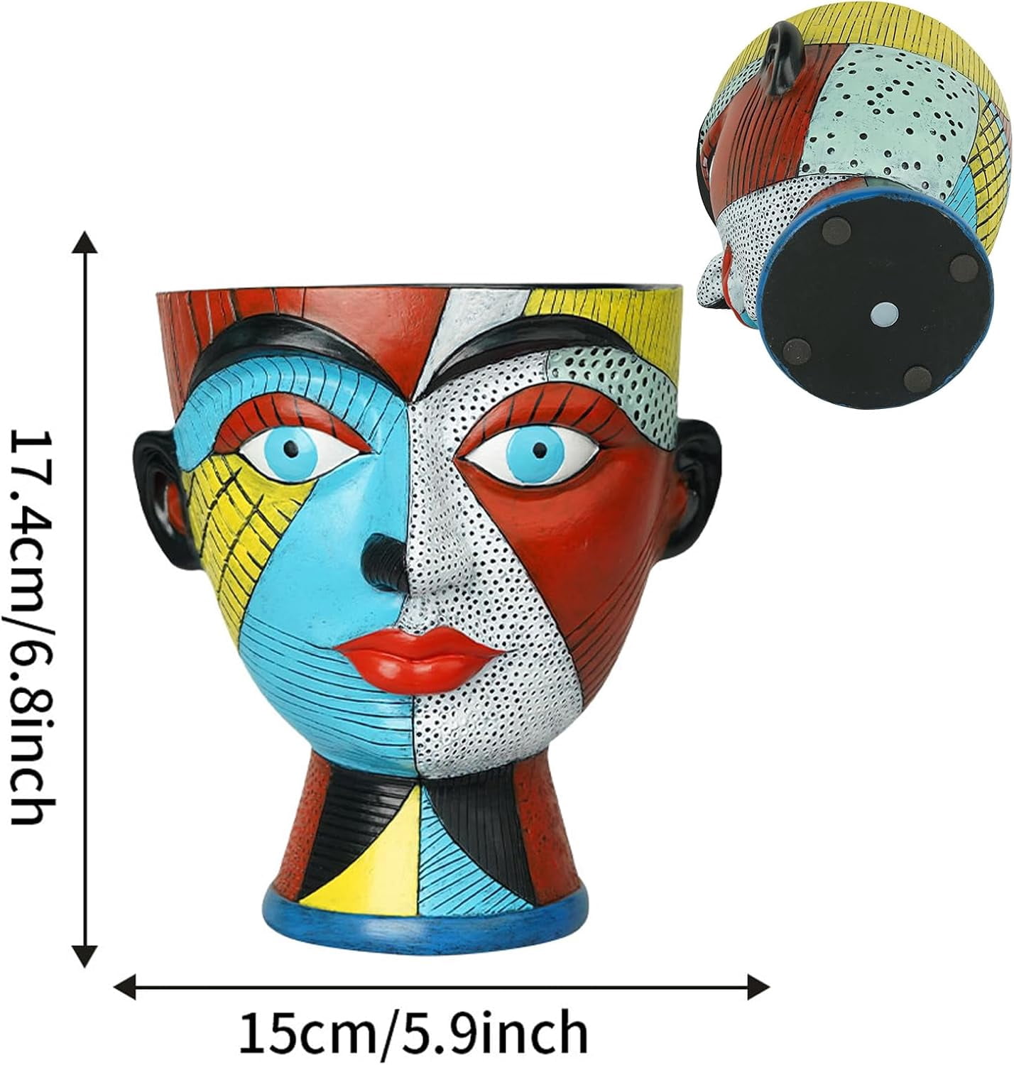 Abstract Face Planters Pots Colorful Funky Flower Pots Unique Head Planter with Drainage Handmade Resin Vase Modern Home Decoration