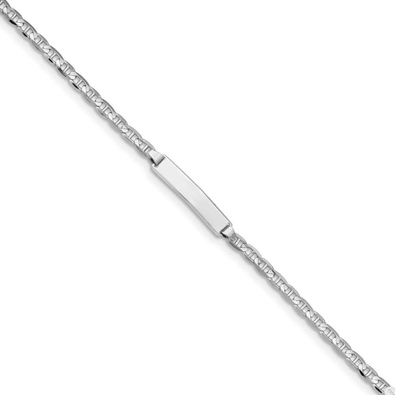 4.5mm 14k White Gold Anchor Link ID Bracelet - 2.6 Grams - 5.5 Inch