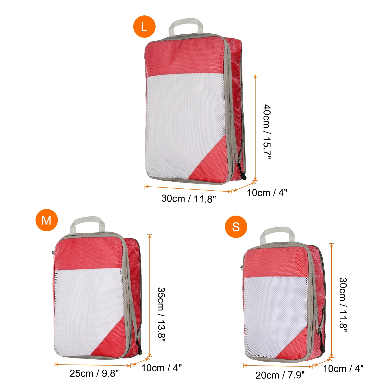 Uxcell 3pcs Compression Packing Cube for Suitcases Lightweight Travel Essentials Luggage Organizers Bags, Red