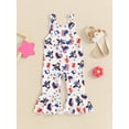 thumbnail image 2 of Bagilaanoe Toddler Baby Girl Jumpsuit Sleeveless Print Romper Overalls 6M 12M 18M 24M 3T 4T Kids Long Flared Pants Summer Clothes, 2 of 7
