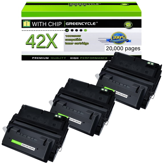 GREENCYCLE 3 Pack Compatible for 42X Q5942X Black Toner Cartridge Replacement with Laserjet 4250 4250dtn 4250dtnsl 4250n 4250tn 4350 4350dtn 4350dtnsl 4350n 4350tn Printer