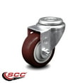thumbnail image 2 of Creeper 3 Inch Maroon Polyurethane Wheel Swivel Bolt Hole Caster, 2 of 2