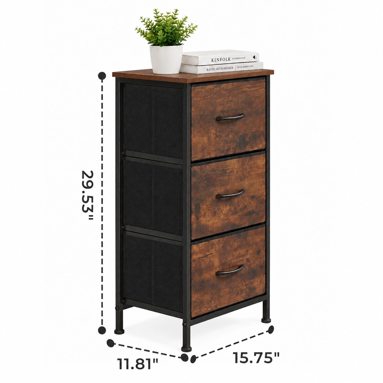 Alvantor 3-Tier Drawer Fabric Dresser, Roomy Fabric Drawers, Compact Nightstand, Bedroom or Closet Use, Chest Of Drawers, Dresser for Small Spaces