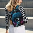 thumbnail image 6 of Honeii Punk Style Blue Haired Skull Print Canvas College Laptop Backpack, Durable Rucksack Travel Notebook Bag School Backpack Book Bag for Men Women-, 6 of 7