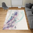 thumbnail image 2 of Floral Turkish Area Rug, Spring Themed Abstraction Butterflies Flower Petals and Tulip Leaves, Soft Carpet for Living Room Decor with Distressed Look, 6.6' X 9.6', Turquoise White, by Ambesonne, 2 of 4