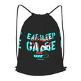 thumbnail image 1 of XMXT Waterproof Gym Bag, Eat Sleep Game Two Color Print Blue Drawstring Backpack for Men, m Black, 1 of 8