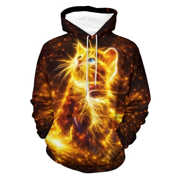 LAOLIUSN Cat Graphic Hoodie Autumn Winter Long Sleeve Pullover Cute Realistic animal-themed sweatshirts，Size S–4XL