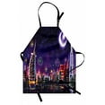 thumbnail image 1 of Landscape Apron Illustration of Eid Celebration at Night in Dubai Skyscrapers and Firework Print, Unisex Kitchen Bib Apron with Adjustable Neck for Cooking Baking Gardening, Purple, by Ambesonne, 1 of 3
