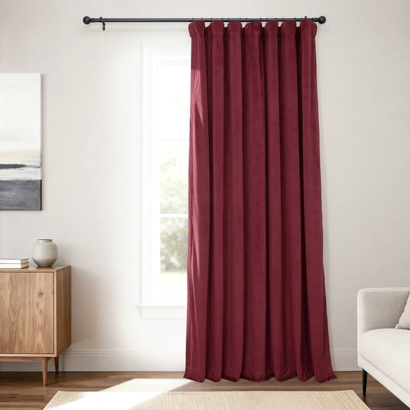 Half Price Drapes Signature Burgundy Extra Wide Velvet Blackout Curtains (1 Panel), 100W X 120L